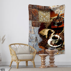 Turkish Coffee With Abstract Mosaic Tile Background | Cafe Tapestry - Prime Décor