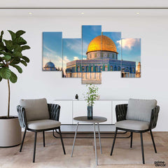 Al Aqsa Mosque (5 Panel) Islamic Wall Art - Prime Décor