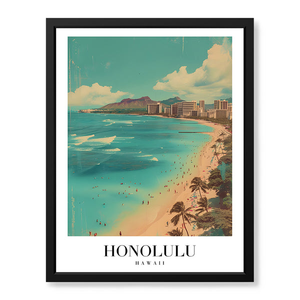 Honolulu City Hawaii | Abstract Travel Artwork #00621