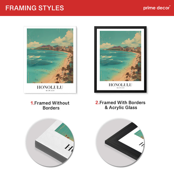 Honolulu City Hawaii | Abstract Travel Artwork #00621