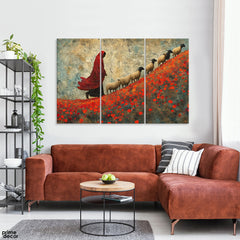 The Legend Of Baba Dochia With Her Flock (3 Panel) Nature Wall Art