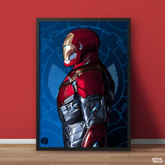 Iron Man With Blue Tech Background | Comics Wall Art - Prime Décor