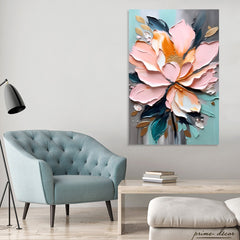 Abstract Beautiful Pink & Green Flower (Single Panel) Floral Wall Art