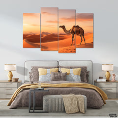 Dromedary Camel In Arabian Desert (4 Panel) Animal Wall Art - Prime Décor