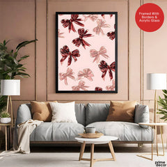 Elegant Ribbon Bows On Pink Background | Abstract Fashion Artwork #00657