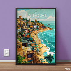 Karachi Pakistan Colorful Illustration Series | Travel Poster Wall Art - Prime Décor