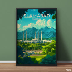 Islamabad China Colorful Illustration Series | Travel Poster Wall Art - Prime Décor