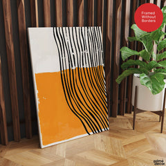 Black Lines Over Orange & White Background | Abstract Office Artwork #0065 - Prime Décor