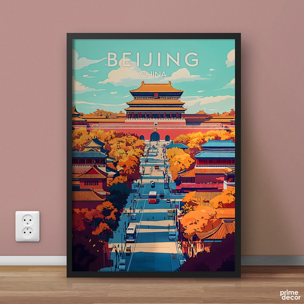 Beijing China Colorful Illustration Series | Travel Poster Wall Art - Prime Décor