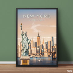 New York United States Colorful Illustration Series | Travel Poster Wall Art - Prime Décor