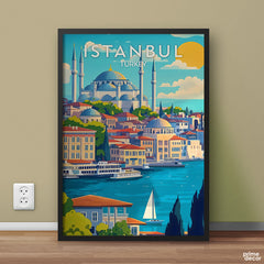 Istanbul Turkey Colorful Illustration Series | Travel Poster Wall Art - Prime Décor