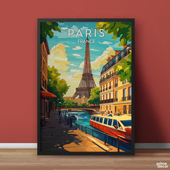 Paris France Colorful Illustration Series | Travel Poster Wall Art - Prime Décor