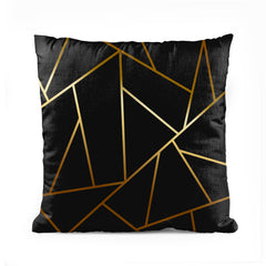 Black With Golden Foil Strip | Abstract Cushion #066 - Prime Décor
