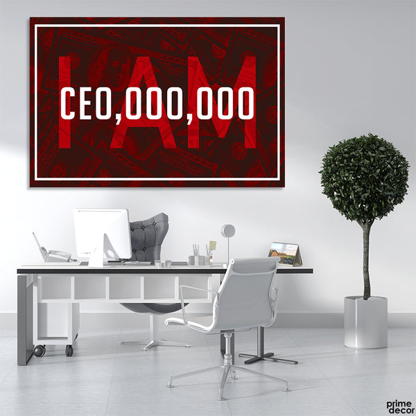 I AM CEO With Red Color Shade (Single Panel) Office Wall Art