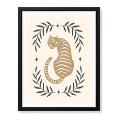 Tiger Portrait Design Over Beige Background | Abstract Animal Artwork #0066 - Prime Décor