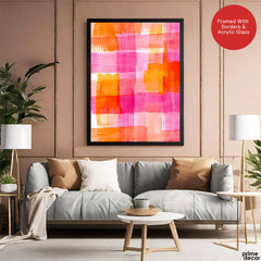 Abstract Pink & Orange Brush Paint Artwork | Abstract Fashion Artwork #00662