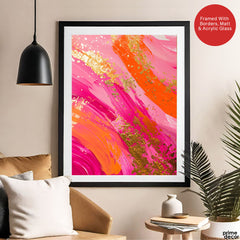 Abstract Pink & Orange Artwork With Golden Foil | Abstract Fashion Artwork #00663