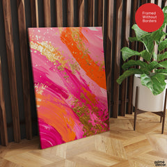 Abstract Pink & Orange Artwork With Golden Foil | Abstract Fashion Artwork #00663