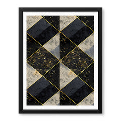 Black & Gray Geometric Artwork With Golden Shade | Abstract Fashion Artwork #00678