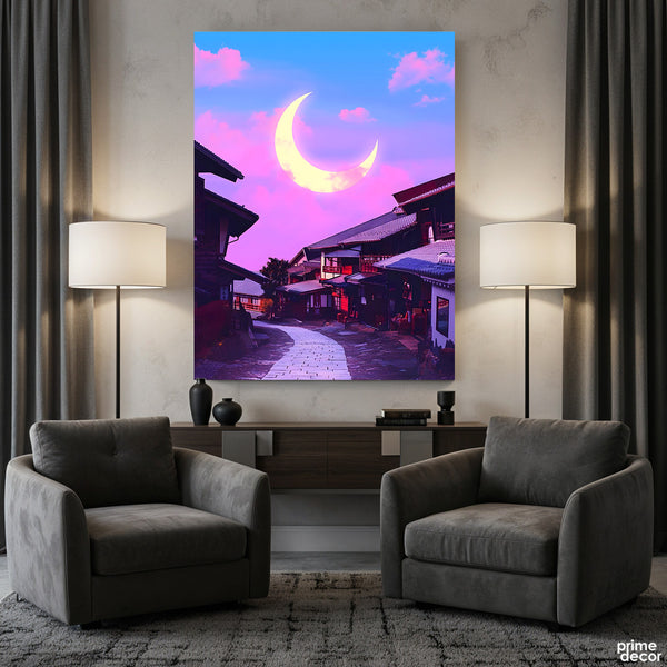 Vaporwave Town Moon Glow