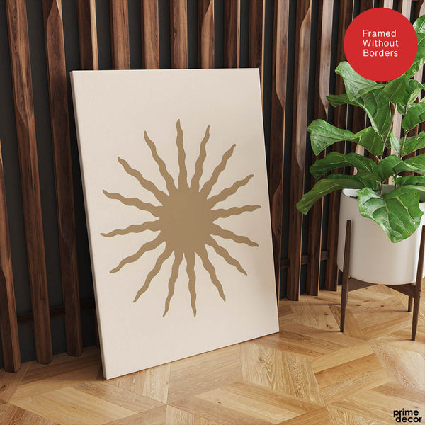Khaki Color Sun Portrait Over Beige Background | Abstract Fashion Artwork #0067 - Prime Décor