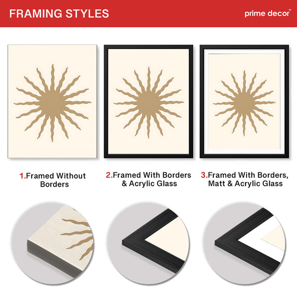 Khaki Color Sun Portrait Over Beige Background | Abstract Fashion Artwork #0067 - Prime Décor