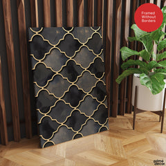 Black & Gray Geometric Shapes Artwork With Golden Lines | Abstract Fashion Artwork #00680