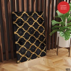 Black & Gold Geometric Shapes Artwork With Golden Lines | Abstract Fashion Artwork #00681