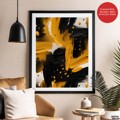 Black & Gold Abstract Brush Paint Stroke Artwork | Abstract Fashion Artwork #00682