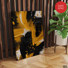 Black & Gold Abstract Brush Paint Stroke Artwork | Abstract Fashion Artwork #00682