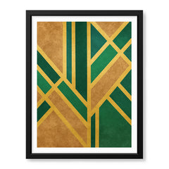 Green & Brown Artwork With Golden Lines  | Abstract Fashion Artwork #00688