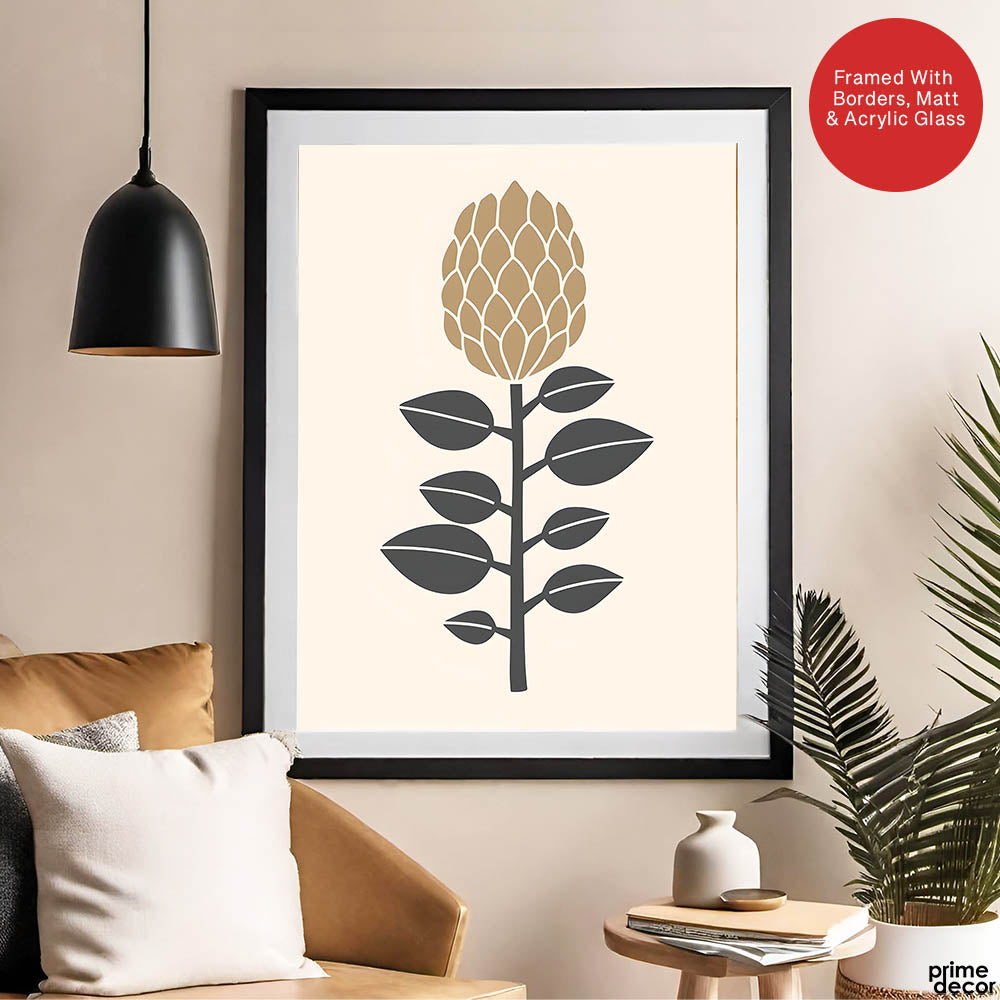 Beautiful Floral Portrait Over Beige Background | Abstract Floral Artwork #0068 - Prime Décor