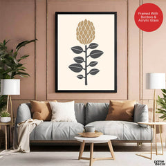 Beautiful Floral Portrait Over Beige Background | Abstract Floral Artwork #0068 - Prime Décor