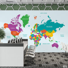 Colorful World Map | Office Wallpaper Mural