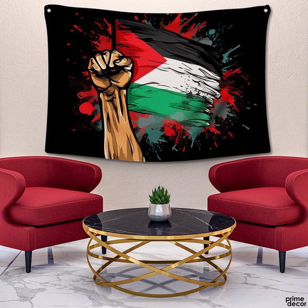 Resistance Symbol With Palestine Flag | Flag Tapestry