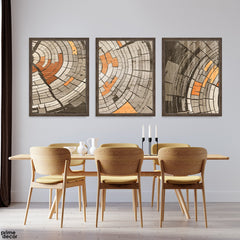 Earth-Tone Concentric Mosaic (3 Panel) Abstract Wall Art