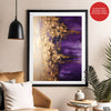 Abstract Beige & Purple Artwork With Golden Foil | Abstract Fashion Artwork #00690