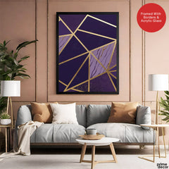 Abstract Pink & Purple Geometric Artwork With Golden Lines | Abstract Fashion Artwork #00692