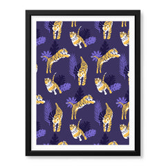 Tiger Portrait Design Over Pink & Purple Background | Abstract Fashion Artwork #00693