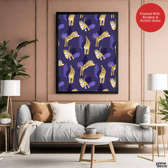 Tiger Portrait Design Over Pink & Purple Background | Abstract Fashion Artwork #00693