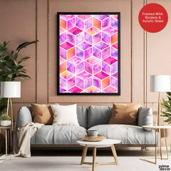 Beautiful Pink & Orange Geometric Artwork | Abstract Fashion Artwork #00696