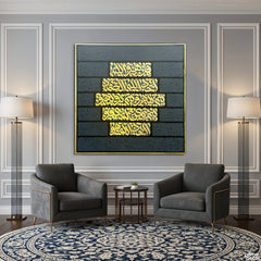 Surah Ikhlas Gold Leaf Original Painting Acrylic Wall Art | Handmade Painting