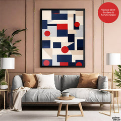 Abstract Red & Blue Geometric Shape Designs | Abstract Fashion Artwork #00698