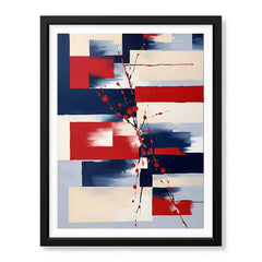 Abstract Red & Blue Geometric Shape Artwork | Abstract Fashion Artwork #00699