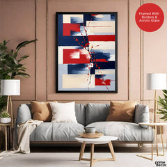Abstract Red & Blue Geometric Shape Artwork | Abstract Fashion Artwork #00699