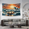 Boatmen Sailing Into The Great Wave | Digital Painting Tapestry