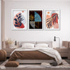 Mystic Navy Leaves (3 Panel) Floral Wall Art