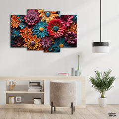 Sprinkling Bouquet of Daisies (4 Panel) | Floral Wall Art - Prime Décor