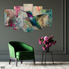 Beautiful Artwork Of A Bird With Aesthetic Colorful Background (5 Panel) Floral Wall Art