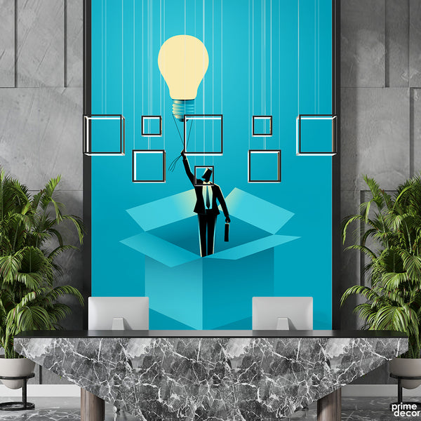 Man From The Box Flying With The Light | Office Wallpaper Mural